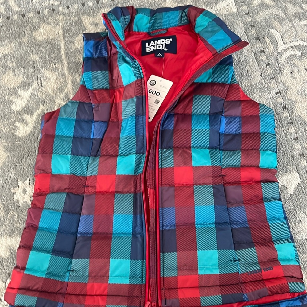 Lands’ End checkered vest
